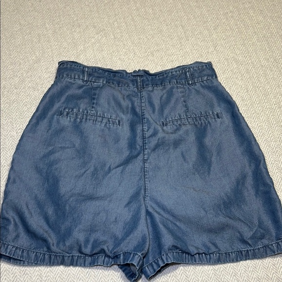 RW&CO High-Waisted 100% Lyocell Blue Shorts with Paper-Bag Waist. Size 6 - Picture 3 of 10